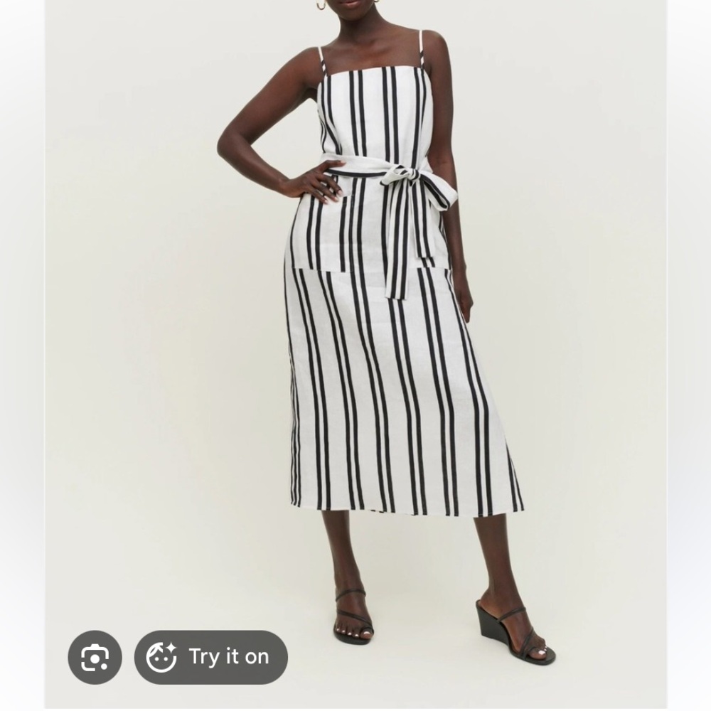 Reformation Black and White Striped Dress